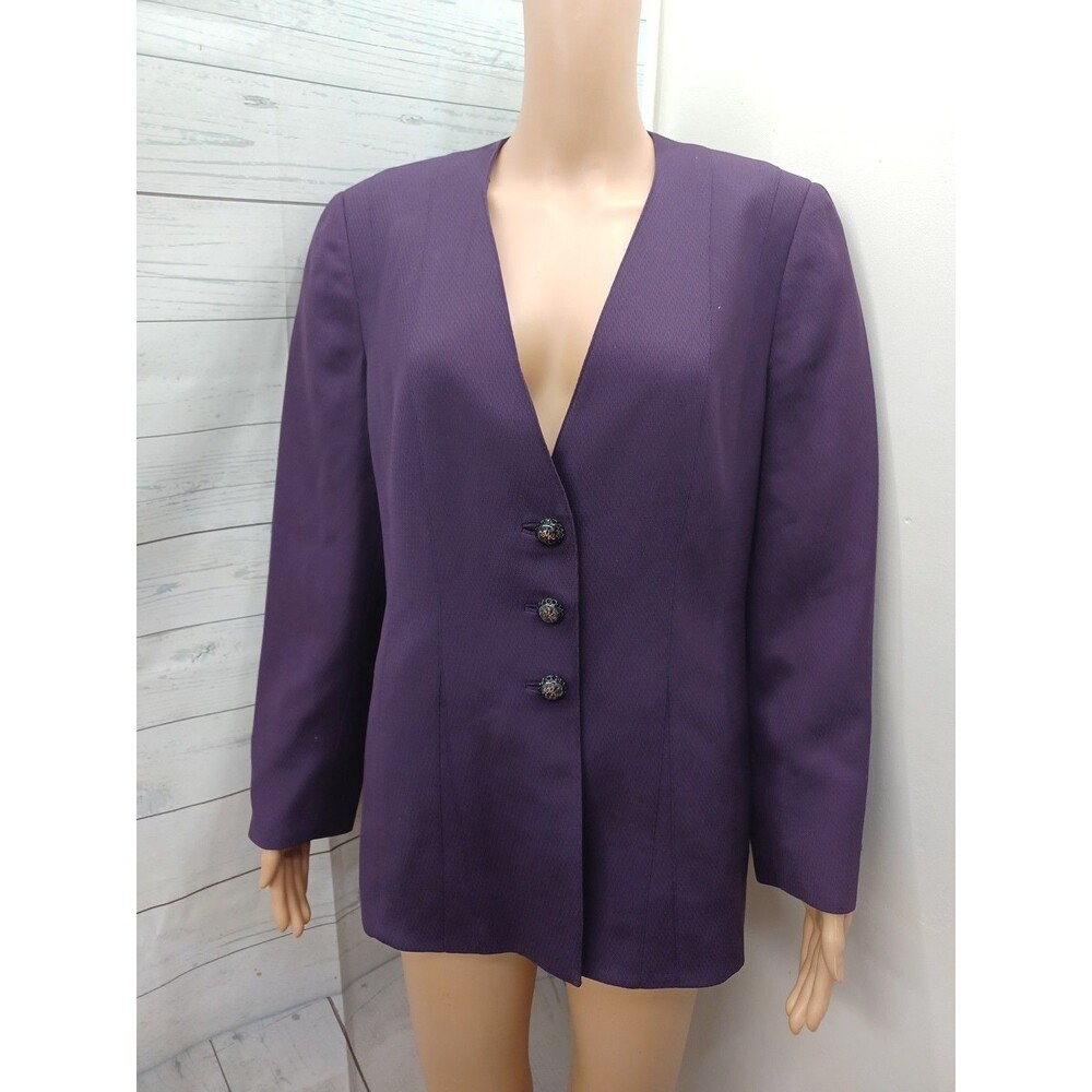 Mary Kay Brookhurst Womens Purple Plum Blazer Jacket Petite L